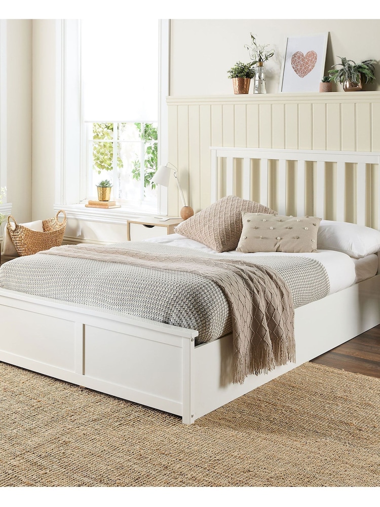 Aspire Furniture White Wooden End Lift Ottoman Storage Bed - Image 2 of 6