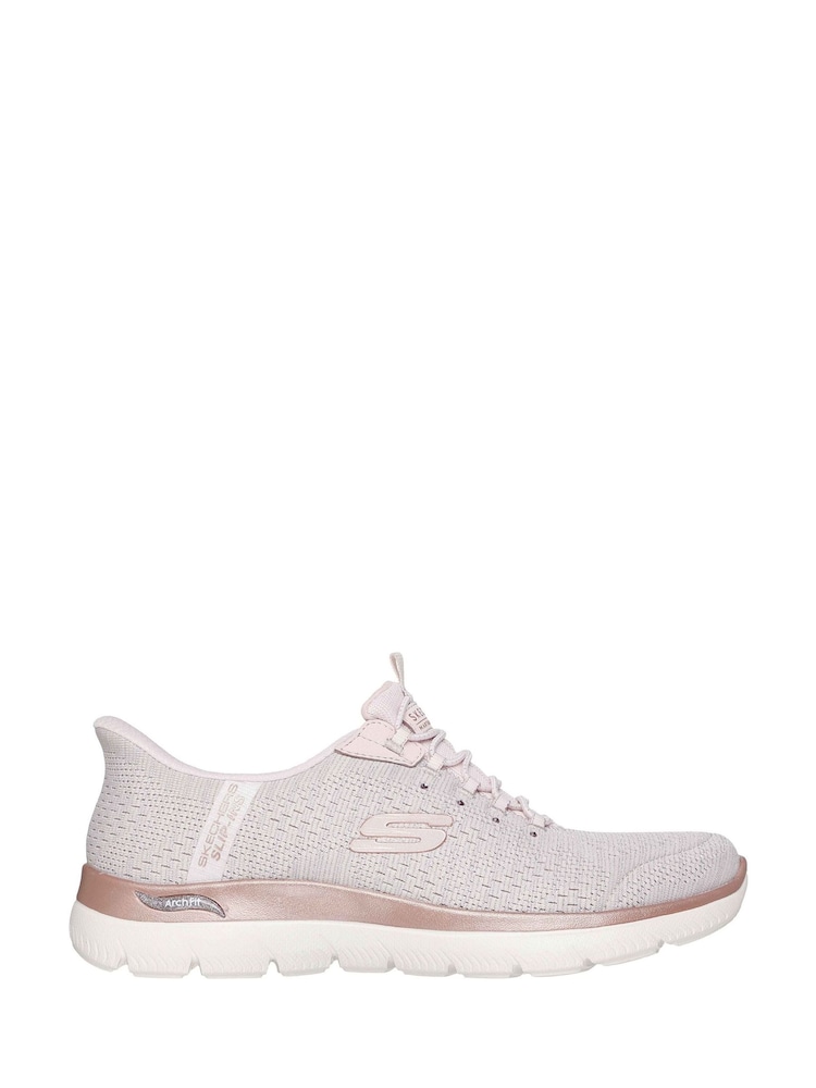 Skechers Pink Arch Fit Summits - Soft Shimmer Trainers - Image 2 of 4 Skechers Pink Arch Fit Summits - Soft Shimmer Trainers - Image 2 of 4