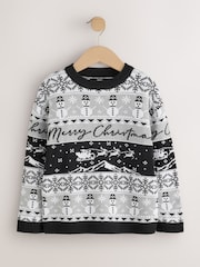 Black/Grey Christmas Jumper (3-16yrs) - Image 4 of 7
