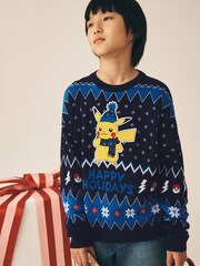 Navy Pikachu Pokemon - Christmas License Jumper (3-16yrs) - Larawan 1 ng 9