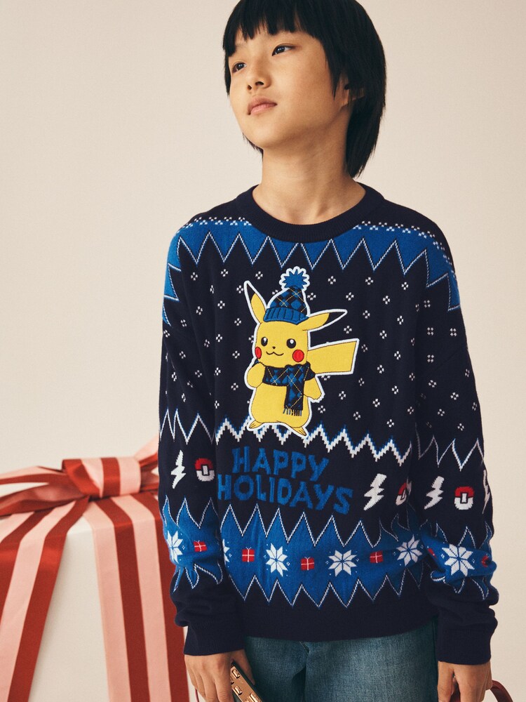Navy Pikachu Pokemon - Christmas License Jumper (3-16yrs) - Larawan 1 ng 9