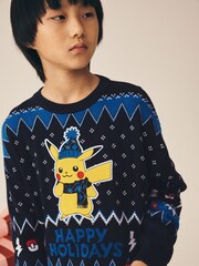 Navy Pikachu Pokemon - Christmas License Jumper (3-16yrs) - Larawan 4 ng 9