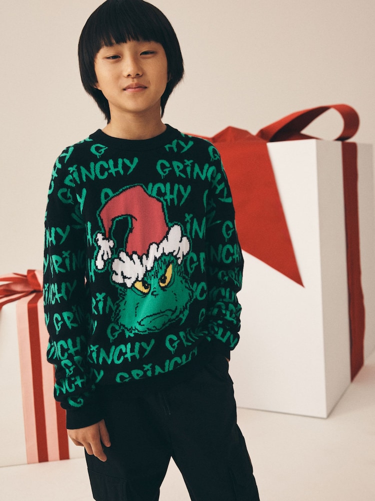 Green/Black Christmas License Jumper (3-16yrs) - Image 1 of 8