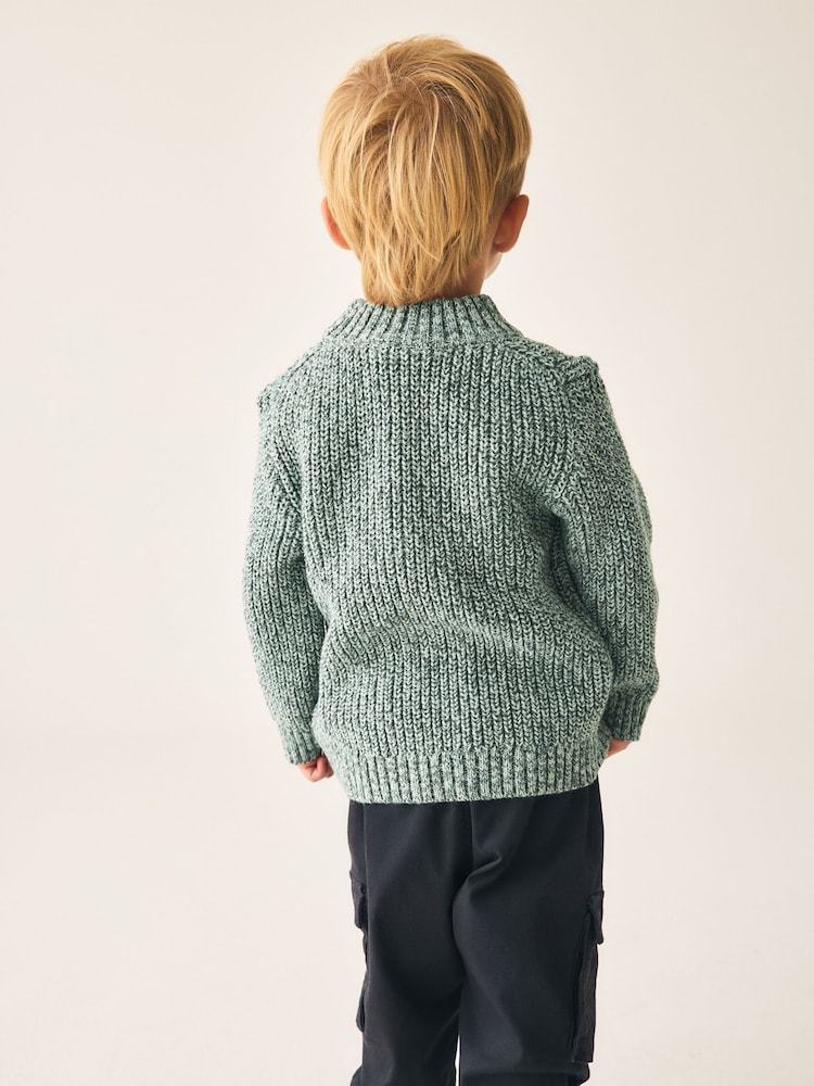 Teal Blå - Zip Neck Knitted Cable Jumper (3mths-7yrs) - Bild 2 av 8 Teal Blå - Zip Neck Knitted Cable Jumper (3mths-7yrs) - Bild 2 av 8