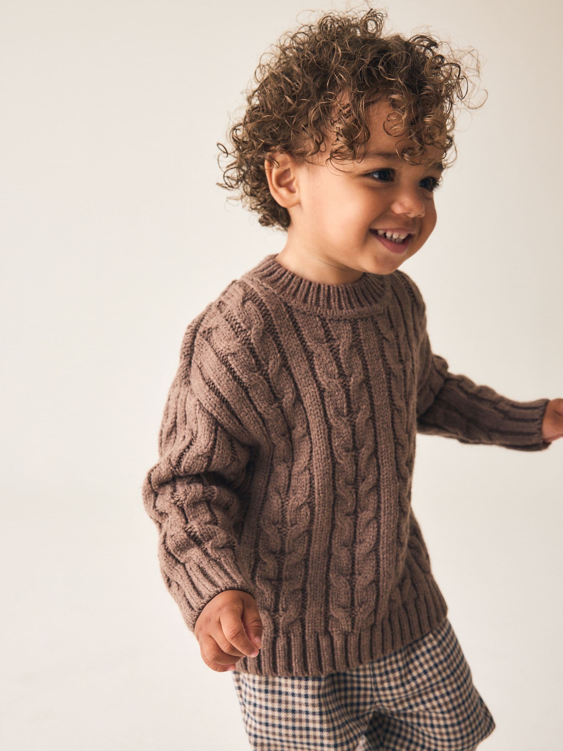 Buy Brown Cable Knit Crew Neck Jumper (3mths-7yrs) from Next USA