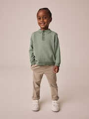 Green Textured Knitted Popper Neck Polo Shirt (3mths-7yrs) - Image 2 of 8