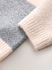 Grey/White Checkerboard Knit Crew Neck Jumper (3mths-7yrs) - Image 4 of 4