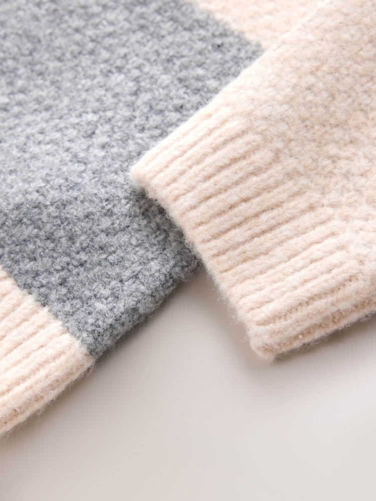 Grey/White Checkerboard Knit Crew Neck Jumper (3mths-7yrs) - Image 4 of 4