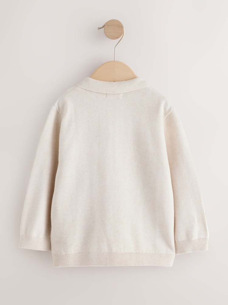 Ecru Long Sleeve Knitted Polo Shirt (3mths-7yrs) - Image 2 of 4