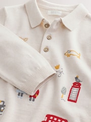 Ecru Long Sleeve Knitted Polo Shirt (3mths-7yrs) - Image 3 of 4