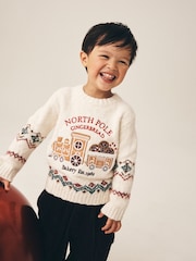 Ecru White Christmas Crew Neck Jumper (3mths-7yrs) - Image 1 of 8