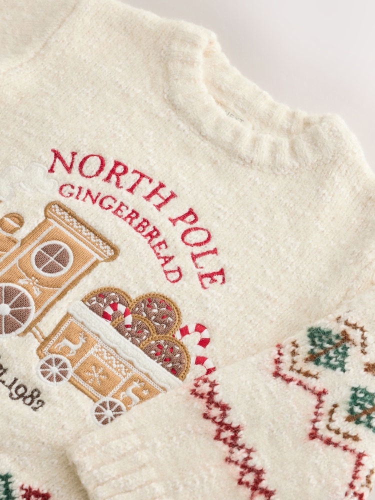 Ecru White Christmas Crew Neck Jumper (3mths-7yrs) - Image 10 of 10