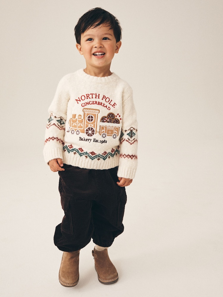 Ecru White Christmas Crew Neck Jumper (3mths-7yrs) - Image 2 of 8 Ecru White Christmas Crew Neck Jumper (3mths-7yrs) - Image 2 of 8