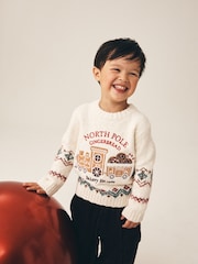 Ecru White Christmas Crew Neck Jumper (3mths-7yrs) - Image 3 of 8