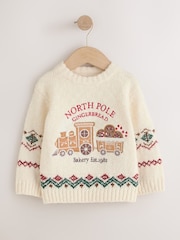 Ecru White Christmas Crew Neck Jumper (3mths-7yrs) - Image 5 of 8