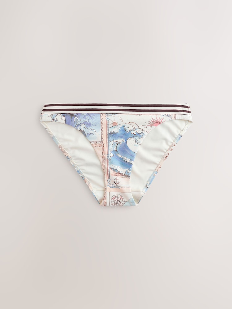 Cream/Blue Map - Высокие трусы бикини - Изображение 1 3 Cream/Blue Map - Высокие трусы бикини - Изображение 1 3