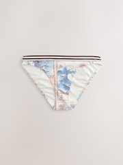 Cream/Blue Map High Leg Bikini Bottoms - Image 5 of 7