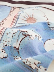 Cream/Blue Map High Leg Bikini Bottoms - Image 6 of 7