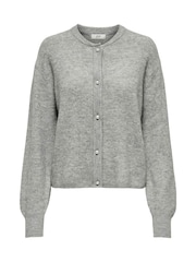 JDY Grey Long Sleeve Cardigan With Pearl Button - Image 3 of 4