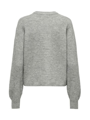 JDY Grey Long Sleeve Cardigan With Pearl Button - Image 4 of 4