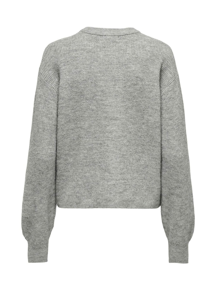 JDY Grey Long Sleeve Cardigan With Pearl Button - Image 4 of 4