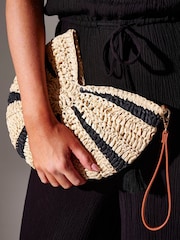 South Beach Natural Straw Seashell Lined Clutch Bag - Image 3 of 4