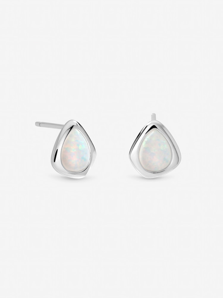 Simply Silver 925 Sterling Silver Opal Polished Stud Earrings - Image 1 of 1