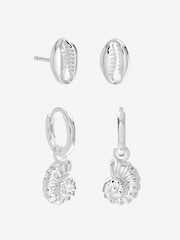 Simply Silver 925 Sterling Silver Shell Earrings Pack of 2 - Image 1 of 1