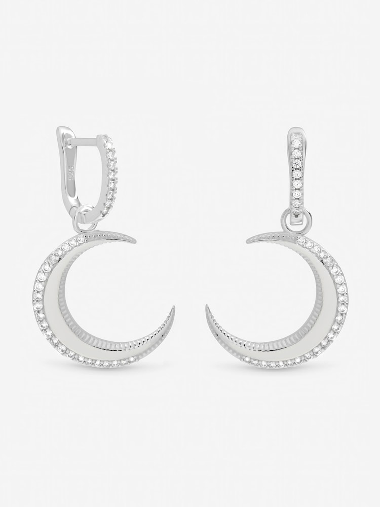 Simply Silver Pave Crescent Hoops - Bilde 1 av 1