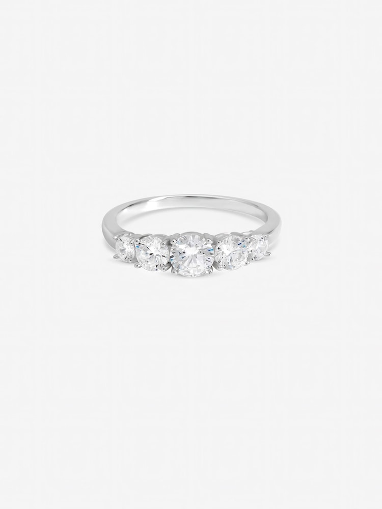 Inicio Sterling Silver Plated Tone Cubic Zirconia Band Engagement Ring Gift Pouch - Image 1 of 1