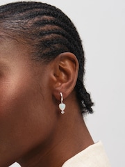 Inicio Sterling Silver Plated Opal Heart Charm Earrings - Image 2 of 3