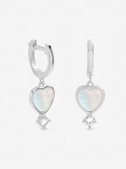Inicio Sterling Silver Plated Opal Heart Charm Earrings - Image 3 of 3