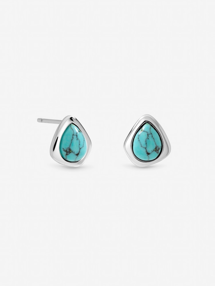 Simply Silver 925 Sterling Silver Turquoise Polished Stud Earrings - Image 1 of 1