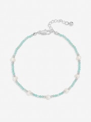 Inicio Turquoise Blue Simply Silver Pearl Bracelet Gift Pouch - Image 1 of 3