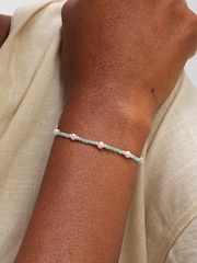 Inicio Turquoise Blue Simply Silver Pearl Bracelet Gift Pouch - Image 3 of 3