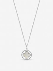 Inicio Sterling Silver Plated Mother of Pearl Spinner Clover Pendant Gift Pouch - Image 1 of 1
