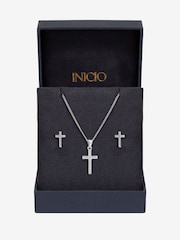 Inicio Sterling Silver Plated Polished Cross Set Gift Box - Image 2 of 2