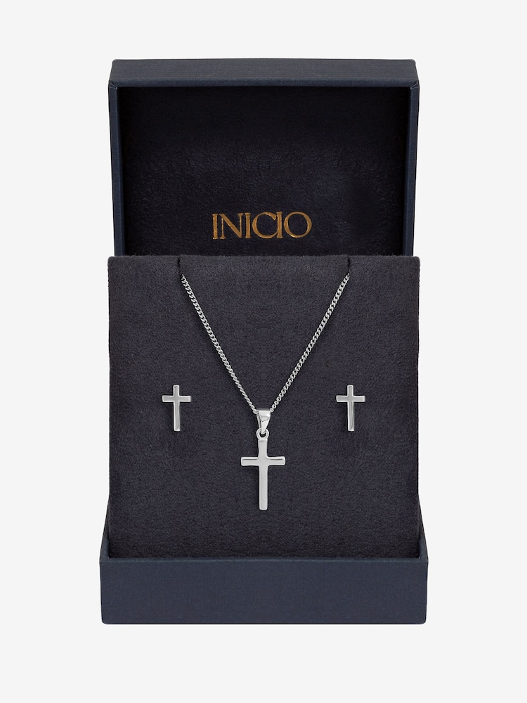 Inicio Sterling Silver Plated Polished Cross Set Gift Box - Image 2 of 2