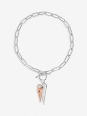 Simply Silver 925 Sterling Silver Two Tone T-Bar Heart Bracelet Gift Pouch - Image 1 of 1