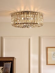 Laura Ashley Champagne Gold Fernhurst 3 Light Flush Ceiling Light - Image 1 of 6