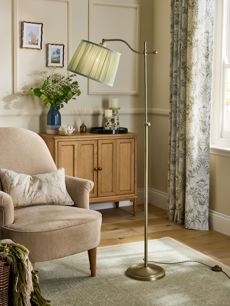 Laura Ashley Brass Hemsley Silk Floor Lamp - Image 1 of 6