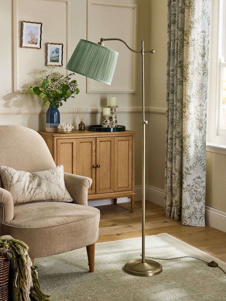 Laura Ashley Brass Hemsley Silk Floor Lamp - Image 2 of 6