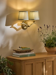 Laura Ashley Brass Hemsley Pleated Wall Light - Image 1 of 5