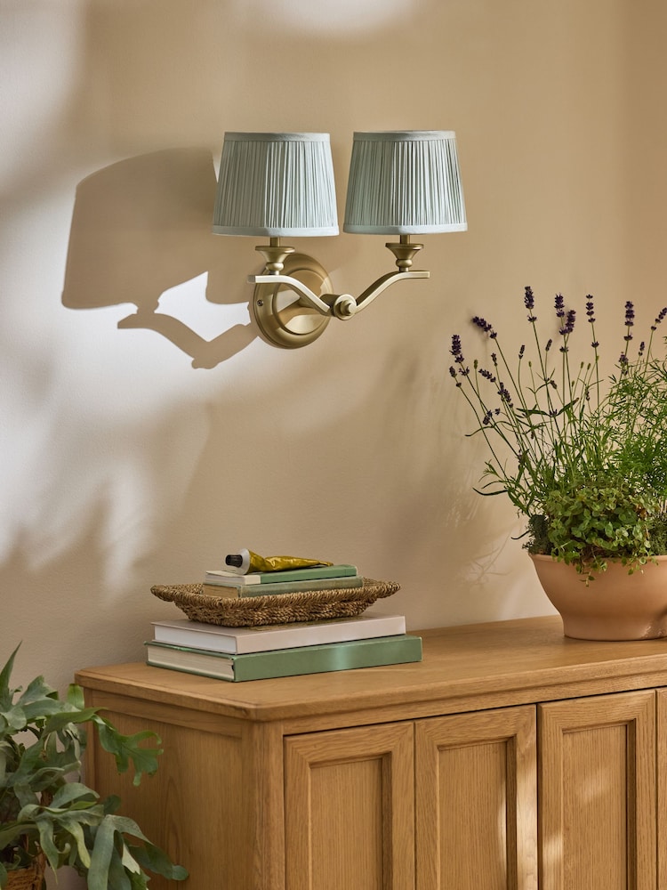 Laura Ashley Brass Hemsley Pleated Wall Light - Image 2 of 5