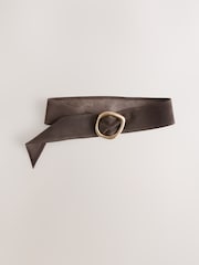 Chocolate Brown Suede Wide Leather Sash Belt - Image 1 of 3