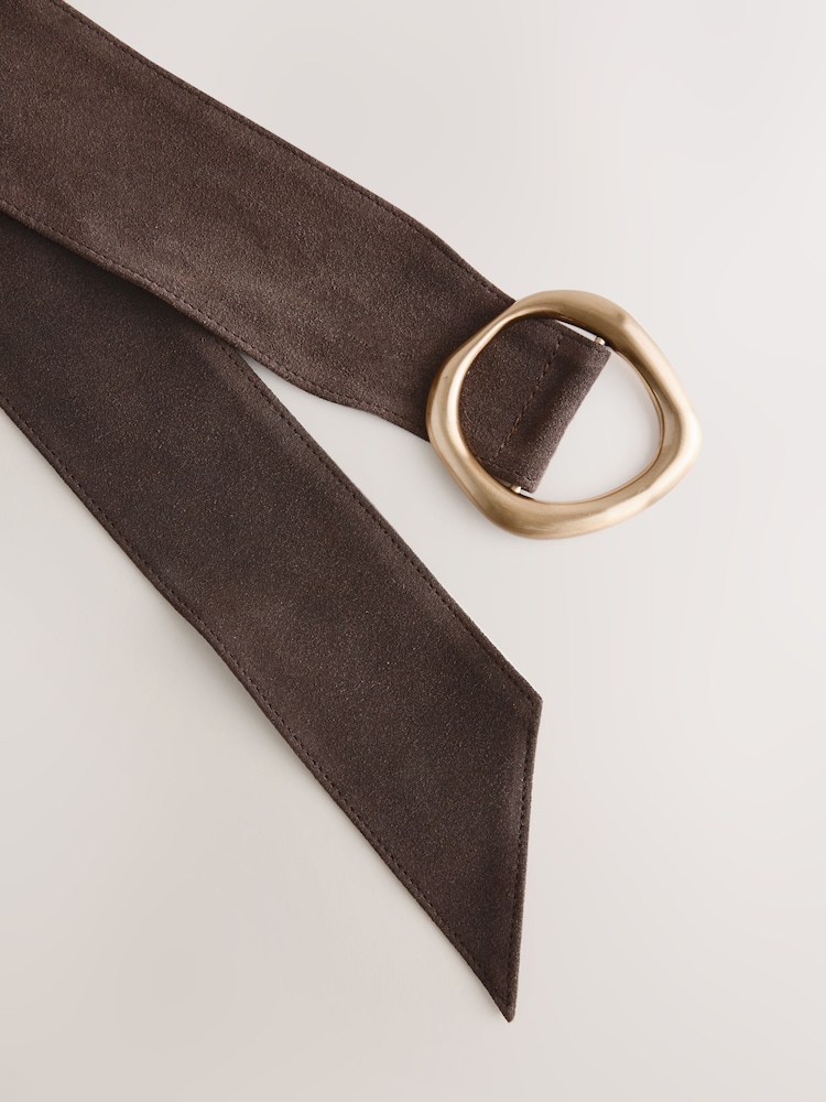 Chocolate Brown Suede Wide Leather Sash Belt - Image 5 of 5