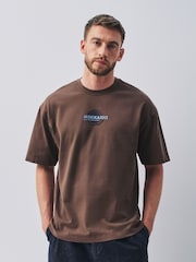 Brown Japan Tree Regular Fit Graphic Print Heavy Weight T-Shirt - Image 3 of 8
