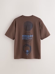 Brown Japan Tree Regular Fit Graphic Print Heavy Weight T-Shirt - Image 5 of 8