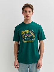 Black/Stone/Green Regular Fit Graphic Print T-Shirts 3 Pack - Image 2 of 15