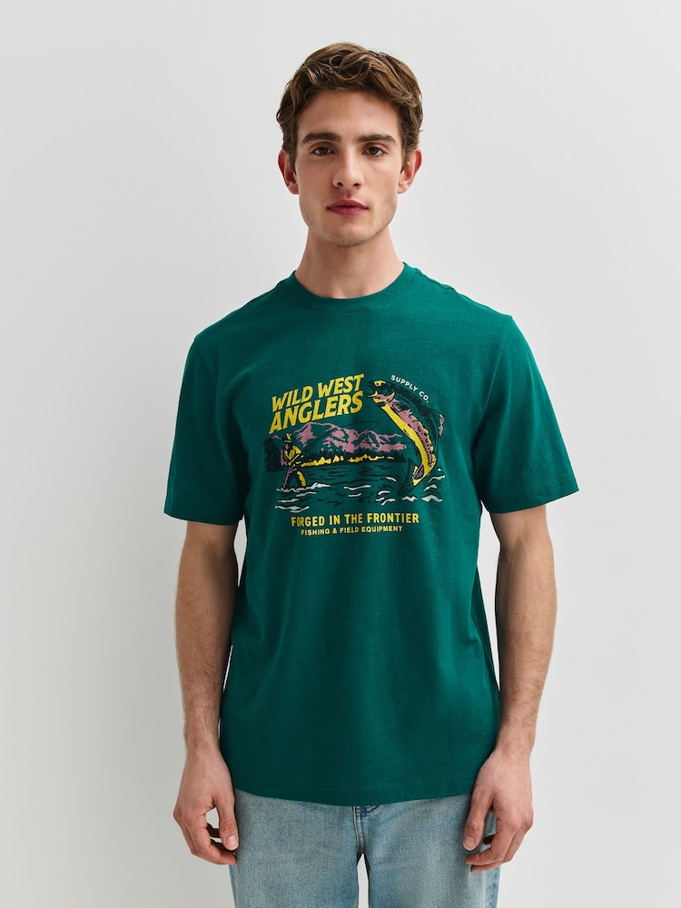 Black/Stone/Green Regular Fit Graphic Print T-Shirts 3 Pack - Image 2 of 15